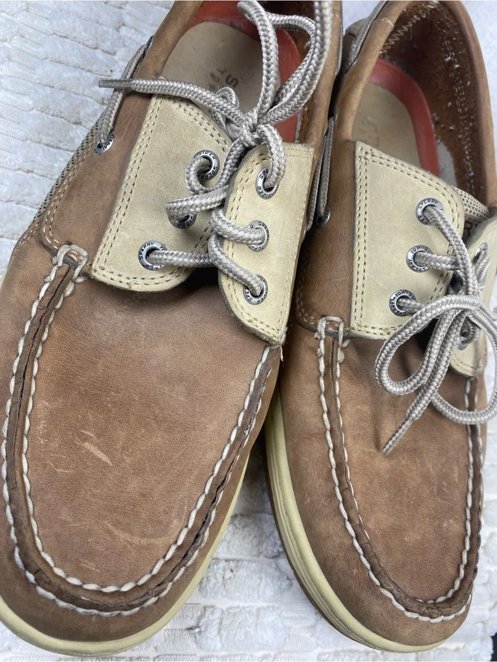Sperry Top-Sider Billfish 3-Eye Men’s Leather Boat Shoes Tan Beige 10.5M 0799023